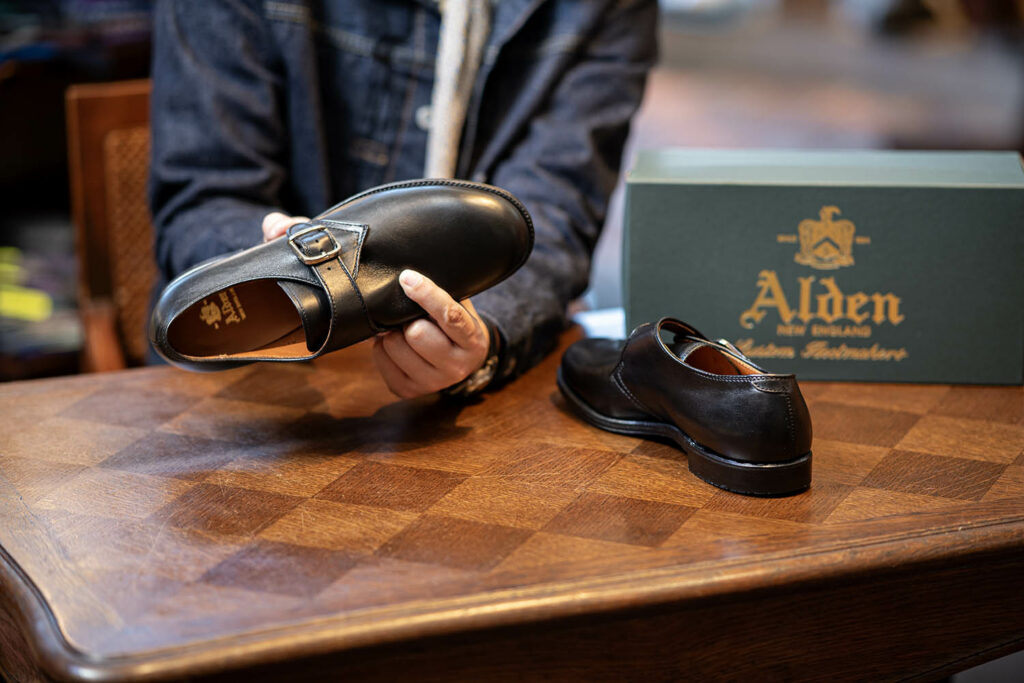 オールデン N1408L Military Monk Strap Shoes Ladycalf Black