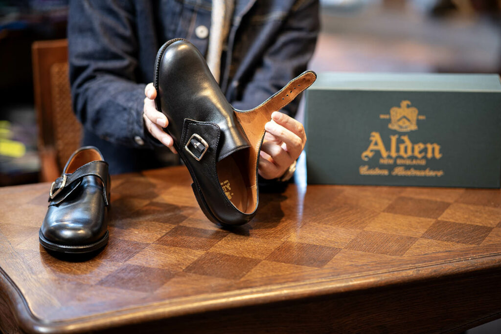 オールデン N1408L Military Monk Strap Shoes Ladycalf Black